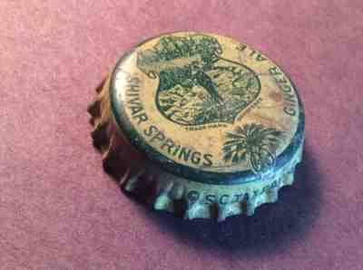 Vintage SHIVER SPRINGS Ginger Ale BOTTLE CAP Crown. Fair used cork SC TAX STAMP