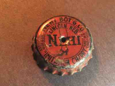 Vintage NEHI CHERRY SODA BOTTLE CAP Crown. Fair/Good used cork Leg