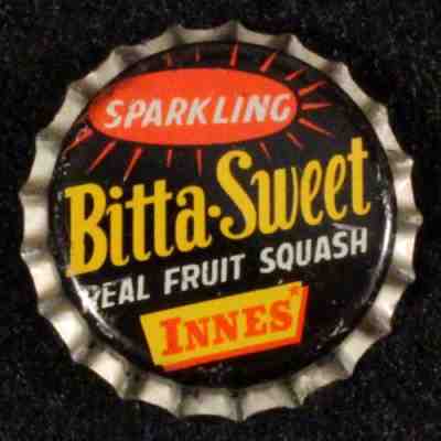 SPARKLING BITTA-SWEET FRUIT SQUASH CORK SODA BOTTLE CAP INNES AUCKLAND NZ CROWNS