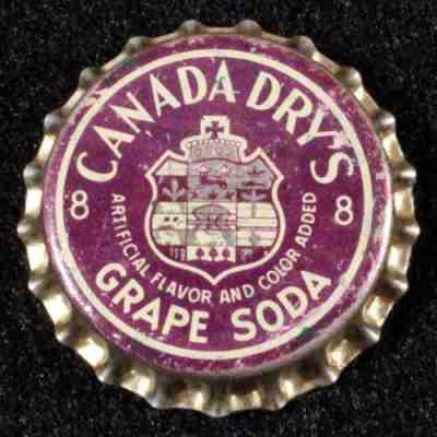 CANADA DRY'S GRAPE SODA 8 UNUSED CORK SODA BOTTLE CAP NEW YORK CITY NY CROWN OLD