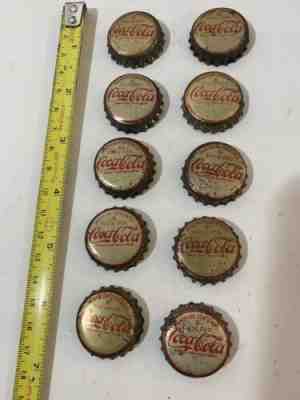 Lot of 10 Used Coca-Cola Cork 6 oz Bottle Caps litho Coke pop ad crown vintage