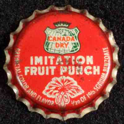 CANADA DRY FRUIT PUNCH â?¢SOUTH CAROLINA TAXâ?¢ CORK LINED SODA BOTTLE CAP SC CROWNS