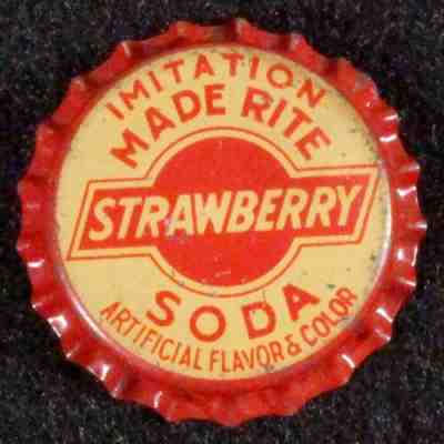 MADE RITE STRAWBERRY SODA UNUSED CORK LINED BOTTLE CAP MARSHALL TEXAS CROWNS TEX