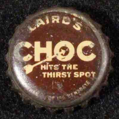 LAIRD'S CHOC CORK SODA BOTTLE CAP SCOBEYVILLE, NEW JERSEY CROWN CHOCOLATE NJ OLD