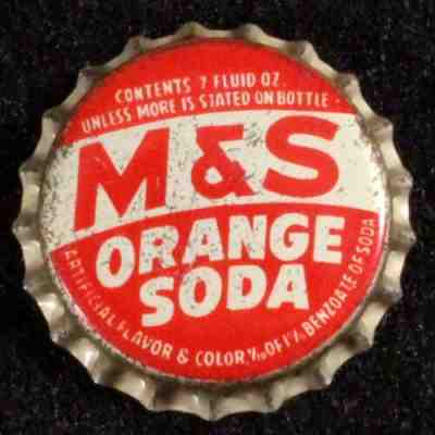M&S MELLOW & SMOOTH ORANGE SODA CORK LINED BOTTLE CAP FLINT MICHIGAN MICH CROWNS