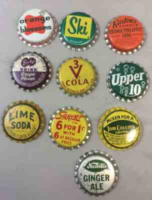 3V Squirt SKI Upper 10 Kasten's Birely's SODA Cork CROWN Bottle Cap Vintage