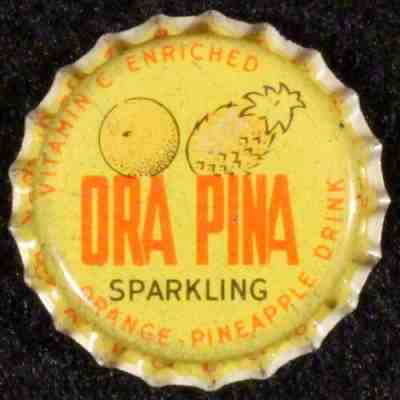 ORA PINA SPARKLING ORANGE PINEAPPLE UNUSED CORK LINED SODA BOTTLE CAP OLD CROWNS
