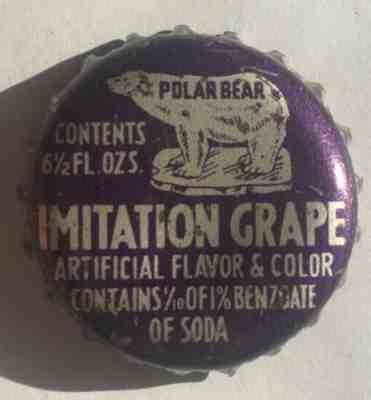 POLAR GRAPE SODA POP BOTTLE CAP; AUSTIN, MINN.; USED CORK CROWN; polar bear