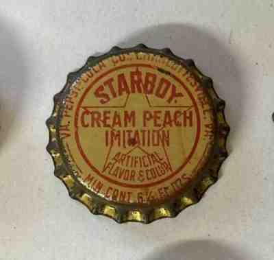 STARBOY Pepsi cola SODA crown bottle cap top cork peach cream CHARLOTTESVILLE VA
