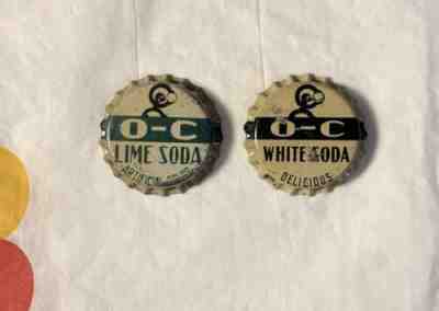 Lot of 2 O-C CRUSH Line Cork Lime Crush & White Bottle Cap Crown ORANGE CRUSH