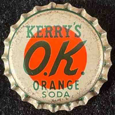 KERRY'S O.K. ORANGE SODA UNUSED CORK BOTTLE CAP HAVERHILL MASSACHUSETTS MA CROWN