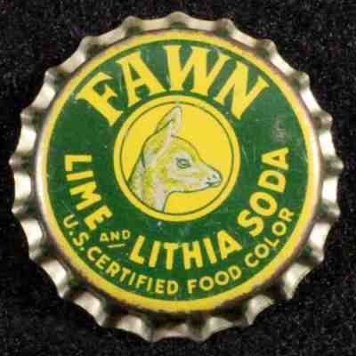 FAWN LIME & LITHIA UNUSED CORK SODA BOTTLE CAP ELMIRA NEW YORK NY DEER CROWN OLD