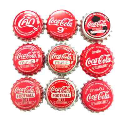 9 Diff Unused Coke Cola Thailand Crown Bottle Cap Soda Beer Kronkorken Capsule