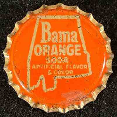 BAMA ORANGE SODA UNUSED CORK LINED SODA BOTTLE CAP BREWTON ALABAMA VINTAGE CROWN