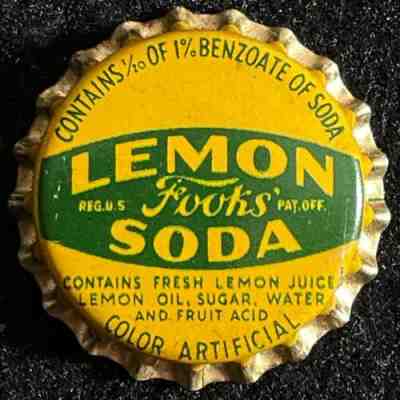 FOOKS LEMON SODA UNUSED CORK LINED BOTTLE CAP CAMDEN ARKANSAS VINTAGE ARK CROWNS