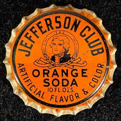 JEFFERSON CLUB ORANGE SODA UNUSED CORK BOTTLE CAP ~ WARRENTON VIRGINIA VA CROWNS