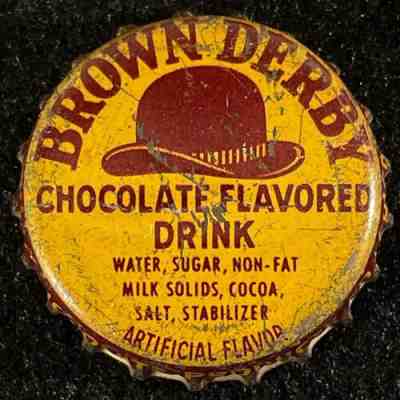 BROWN DERBY CHOCOLATE FLAVORED DRINK CORK SODA BOTTLE CAP CHICAGO ILLINOIS CROWN