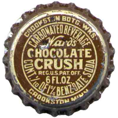 WARD'S CHOCOLATE CRUSH CORK-BACKED SODA BOTTLE CAP / CROWN