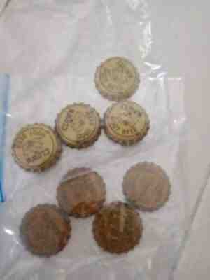 vintage Lot of 8 cork line bottle cap crown root beer, orange