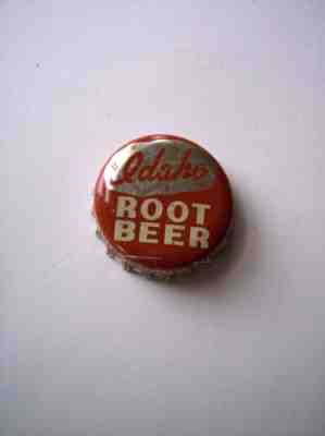 IDAHO ROOT BEER SODA BOTTLE CAP CALDWELL IDAHO USED CORK BACKED POP BOTTLE CROWN