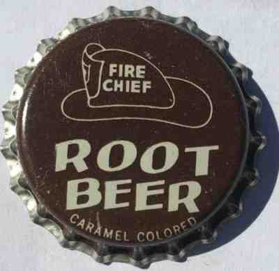 FIRE CHIEF ROOT BEER SODA BOTTLE CAP; INDIANAPOLIS, INDIANA; UNUSED CORK CROWN
