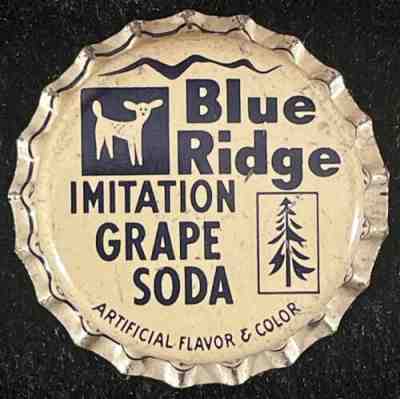 BLUE RIDGE GRAPE SODA UNUSED CORK BOTTLE CAP ~ MARION VIRGINIA VINTAGE VA CROWNS
