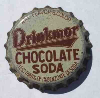 DRINKMOR CHOCOLATE SODA BOTTLE CAP; RICHMOND, MISSOURI; UNUSED CORK CROWN