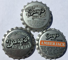 3 DIFF. BARQ'S ROOT BEER SODA BOTTLE CAPS; UNUSED VINYL-LINED CROWNS