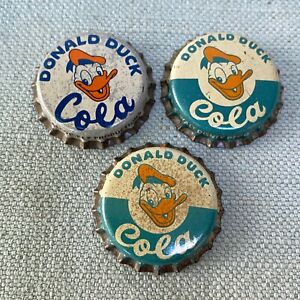 DONALD DUCK Lot 3 Cola Soda Bottle Caps Crown SALEM MASS WALT DISNEY Cork Unused