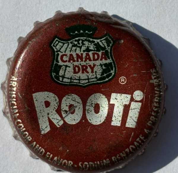 CANADA DRY ROOTI ROOT BEER SODA BOTTLE CAP; USED CORK CROWN