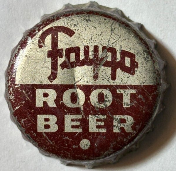 FAYGO silver & brown ROOT BEER SODA BOTTLE CAP; DETROIT, MICH.; USED CORK CROWN