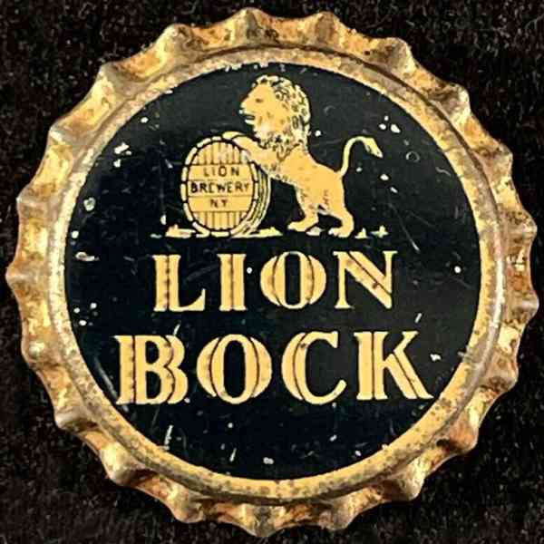 LION BOCK •SUPER RARE• EARLY CORK BEER BOTTLE CAP ~~ NEW YORK CITY NY CROWNS NYC