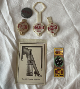 Nehi Cola Bottle Caps Cover & Advertisement lot of 6 READ Vintage RC Royal Crown