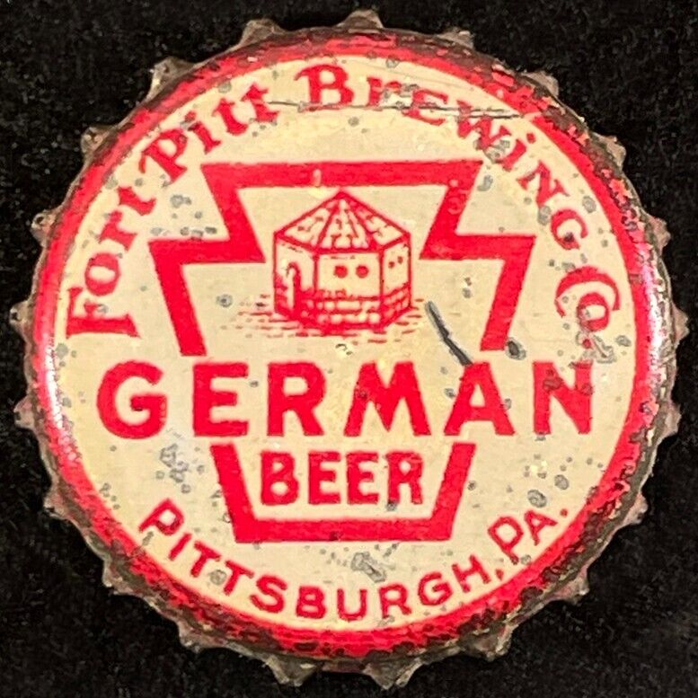 FORT PITT GERMAN BEER •RARE• CORK LINED BOTTLE CAP PITTSBURGH PENNSYLVANIA CROWN
