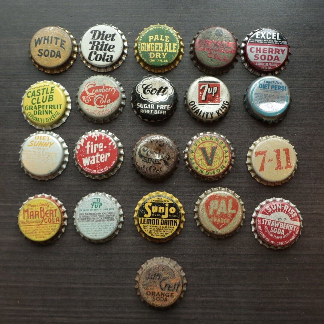 Lot Of 20+ Antique Vintage Soda Bottle Caps Crown Top Corklined Beer Etc