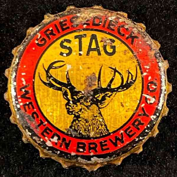 STAG CORK BEER BOTTLE CAP GRIESEDIECK WESTERN BREWERY BELLEVILLE ILLINOIS CROWNS