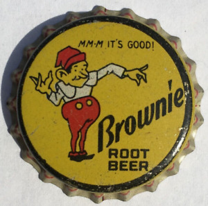 BROWNIE ROOT BEER SODA BOTTLE CAP; BUTTE, MONTANA; 1938-41; UNUSED CORK CROWN