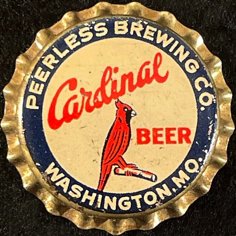 CARDINAL BEER UNUSED CORK LINED BOTTLE CAP PEERLESS WASHINGTON MISSOURI MO CROWN