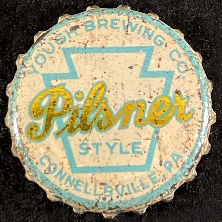 YOUGH PILSNER CORK LINED BEER BOTTLE CAP CONNELLSVILLE PENNSYLVANIA PA TAX CROWN