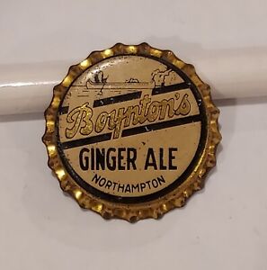 RARE Un-Used 1920s cork-lined BOYNTON'S GINGER ALE crown from Northampton MASS!!