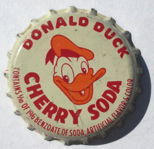 DISNEY DONAD DUCK CHERRY SODA BOTTLE CAP; USED VINTAGE ANTIQUE CORK CROWN