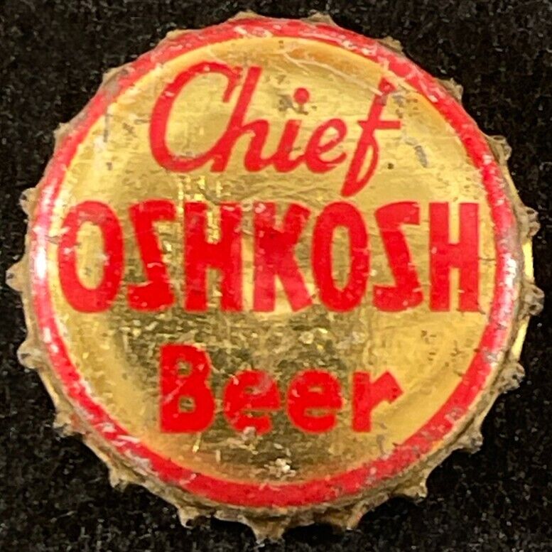 CHIEF OSHKOSH BEER •METALLIC GOLD• UNUSED CORK BEER BOTTLE CAP ~ WISCONSIN CROWN