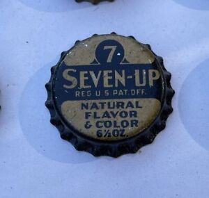 EARLY Soda cap crown Seven Up 7 cone can flat bottle cork acl label LEMON litho