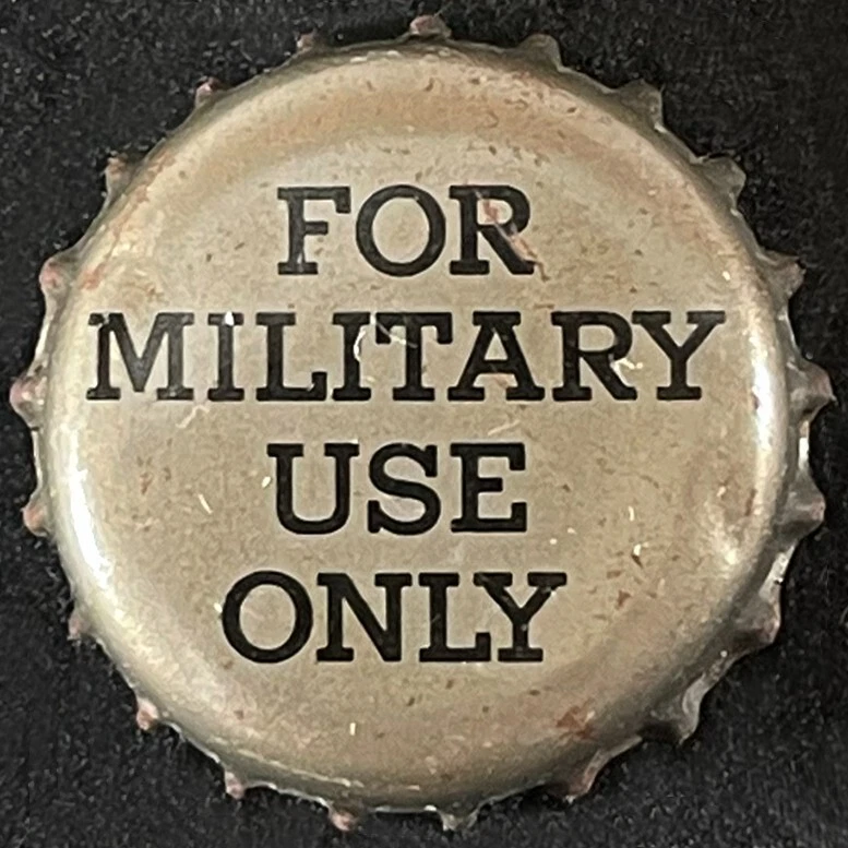 "FOR MILITARY USE ONLY" WWII-WARTIME GRAY CORK BEER BOTTLE CAP OLD GENERIC CROWN