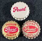 3 PEARL UNUSED CORK LINED BEER BOTTLE CAP SAN ANTONIO TEXAS VINTAGE TEX CROWN TX