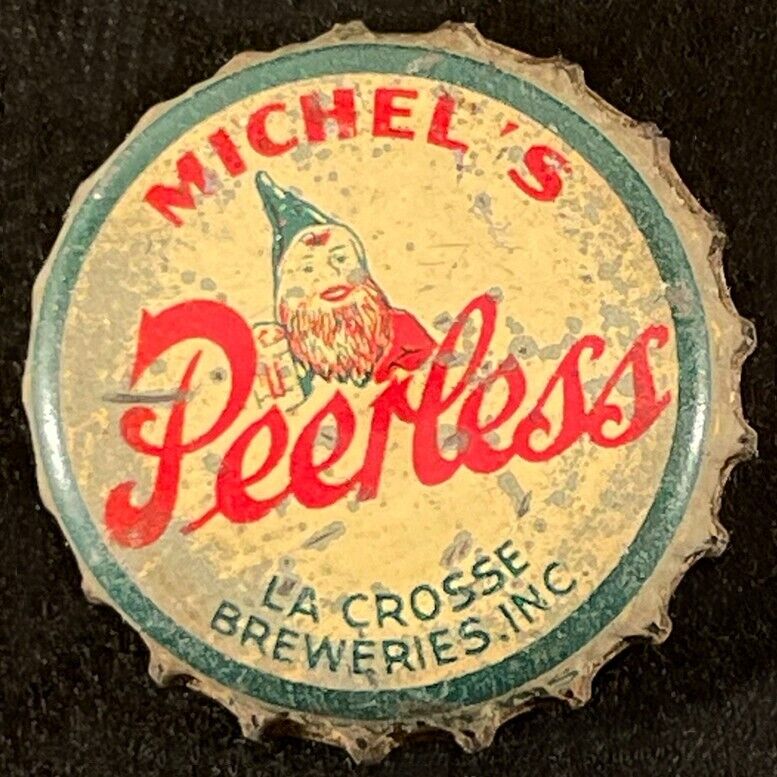 MICHEL'S PEERLESS •ELF• CORK BEER BOTTLE CAP LA CROSSE BREWERIES WISCONSIN CROWN