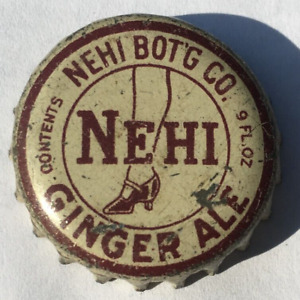 NEHI "LEG STYLE" GINGER ALE SODA BOTTLE CAP; 1930's; USED CORK-LINED CROWN