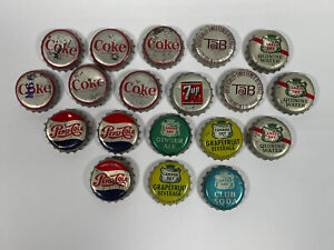 (19) VTG Canada Dry 7Up Pepsi-cola Coke Mixed lot of Metal Cork Soda Cap Crown