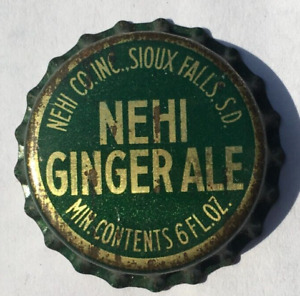 NEHI GINGER ALE SODA BOTTLE CAP; SIOUX FALLS, SD; VINTAGE UNUSED CORK CROWN
