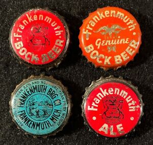4 FRANKENMUTH MICHIGAN CORK BEER BOTTLE CAP BOCK ALE OHIO TAX VINTAGE CROWNS OLD